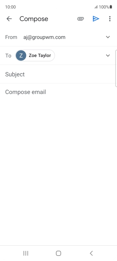 Press Subject and key in the subject for the email message.