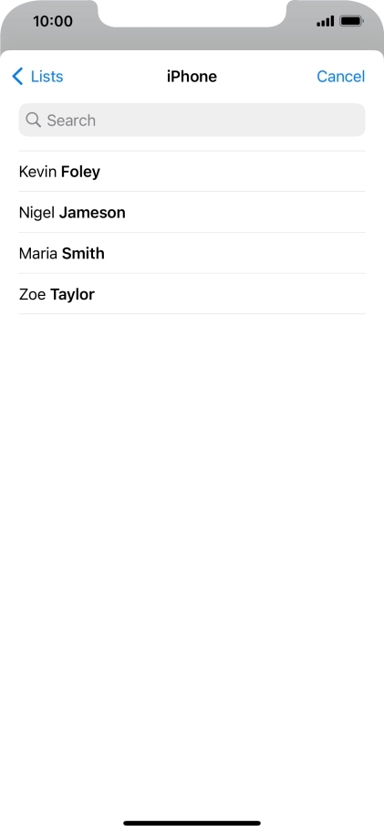 Press the required contact.