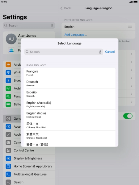 Press the required language. Press the required language.