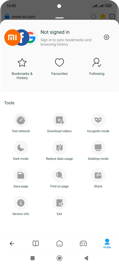 Press the settings icon.
