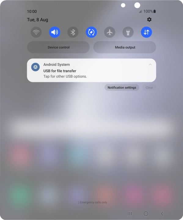 Press Tap for other USB options..