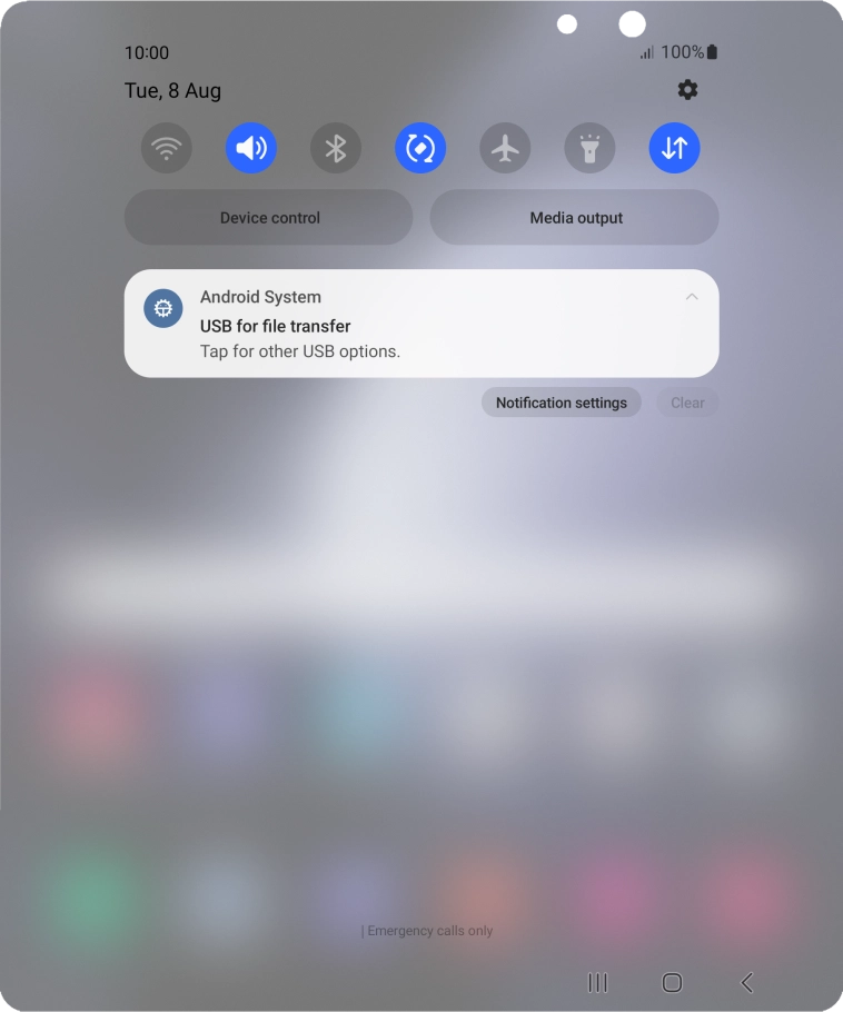 Press Tap for other USB options..