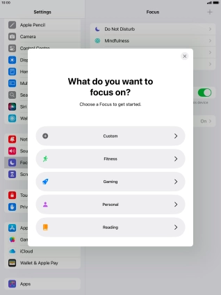 Press the required focus mode and follow the instructions on the screen to add the selected focus mode. Press the required focus mode and follow the instructions on the screen to add the selected focus mode.