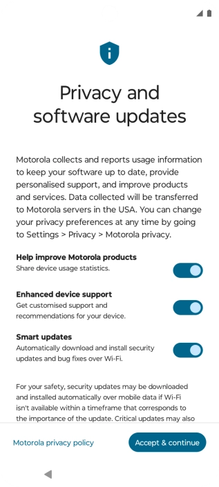 Press the indicators next to the required settings to select them.