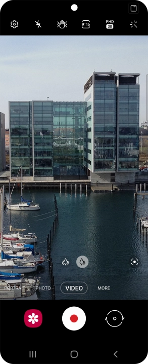 Press the video light icon.