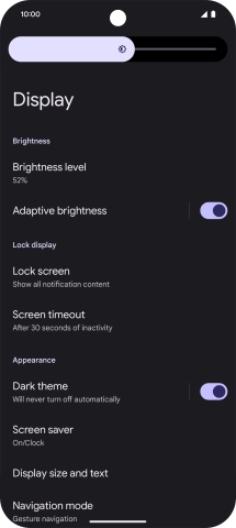 Drag the indicator right or left to set the brightness manually.