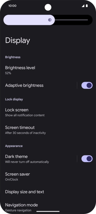 Drag the indicator right or left to set the brightness manually.