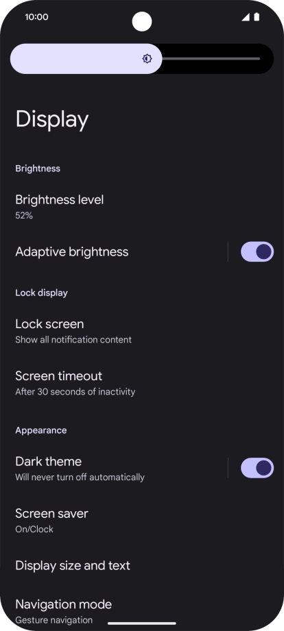 Drag the indicator right or left to set the brightness manually.