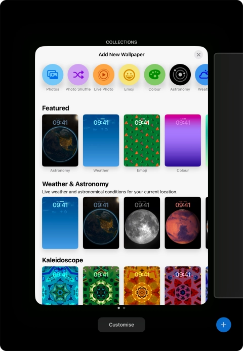 Press the required category and follow the instructions on the screen to select the required background image.
