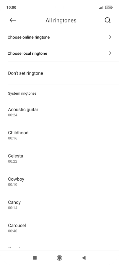Press Choose local ringtone and go to the required folder.