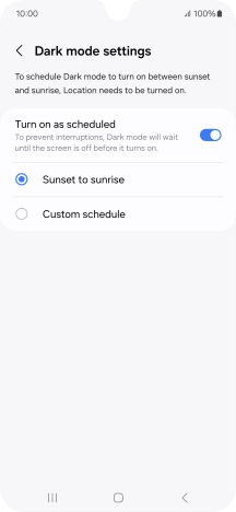 Press the required setting. Press the required setting.