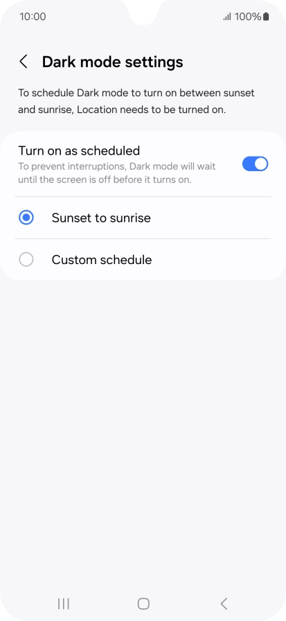Press the required setting. Press the required setting.
