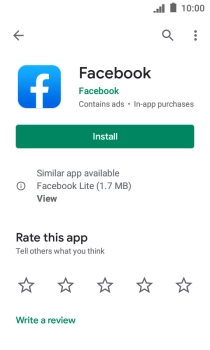 Press Install and follow the instructions on the screen to install Facebook.