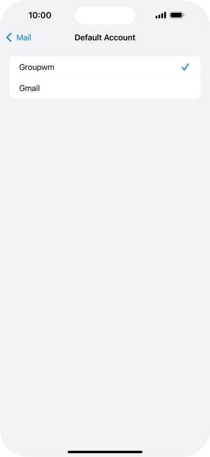 Press the required email account to select the email account as your default account.