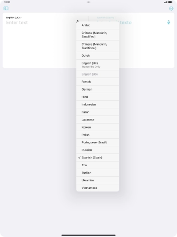 Press the required target language.