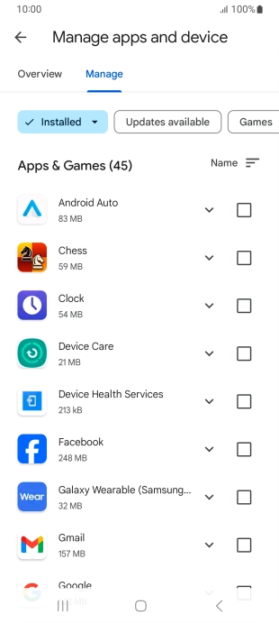 Press the required app.