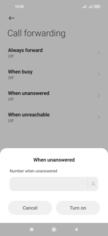 Key in +447836121121 and press Turn on.