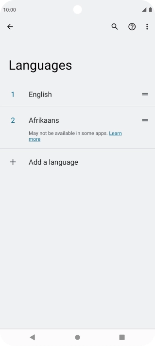 To select the new language as the default language, press the move icon next to the required language and drag it to the top of the list. To select the new language as the default language, press the move icon next to the required language and drag it to the top of the list.