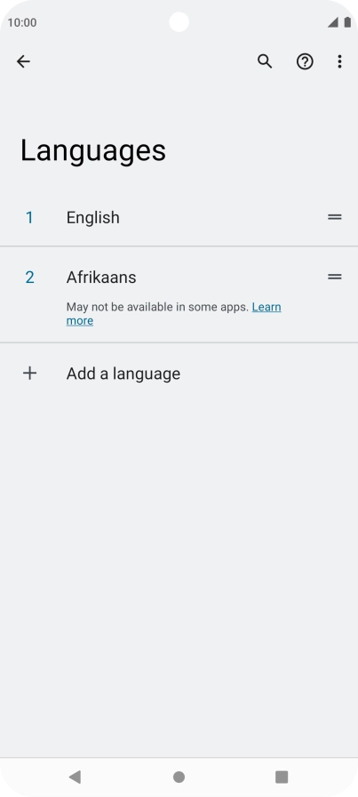 To select the new language as the default language, press the move icon next to the required language and drag it to the top of the list. To select the new language as the default language, press the move icon next to the required language and drag it to the top of the list.