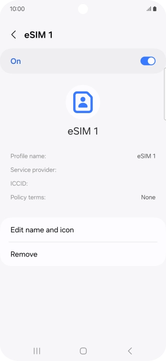 Press Remove and follow the instructions on the screen to delete your eSIM.