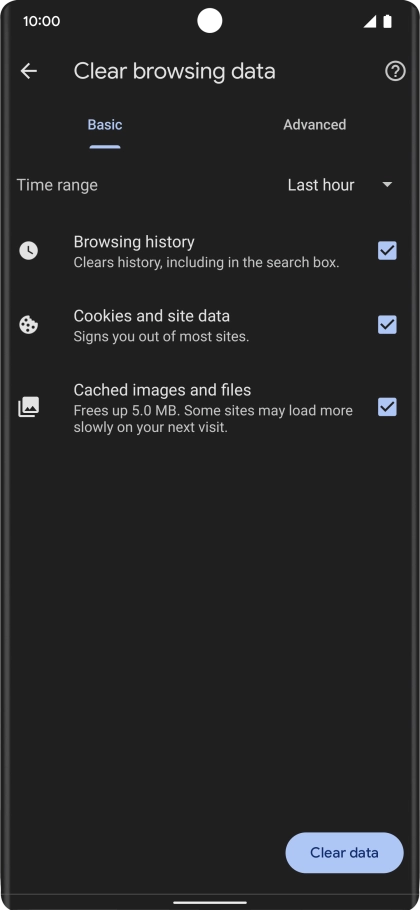 Press the fields next to the required data types.