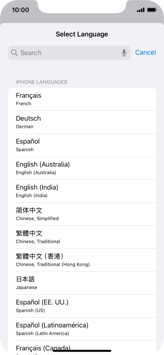 Press the required language.