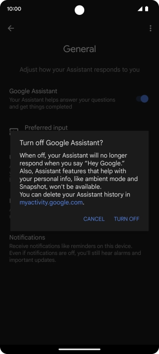 If you turn off the function, press TURN OFF.