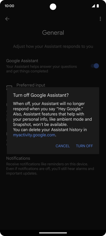 If you turn off the function, press TURN OFF.