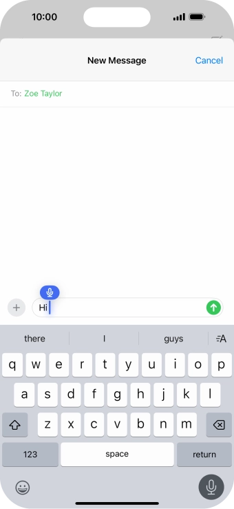Press the microphone icon to end dictation.