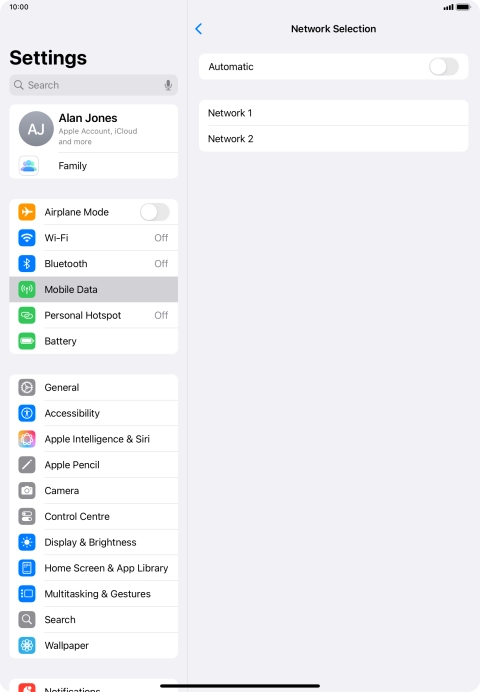 If you turn off the function, press the required network.