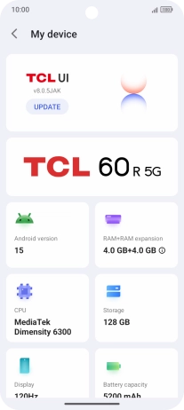 Your phone's software version is displayed below Android version.