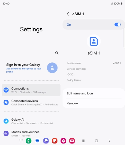 Press Remove and follow the instructions on the screen to delete your eSIM.