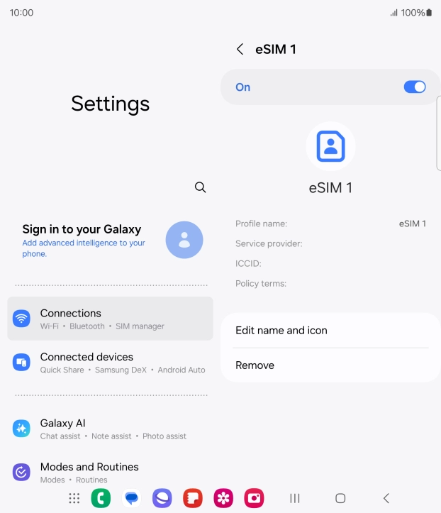 Press Remove and follow the instructions on the screen to delete your eSIM.