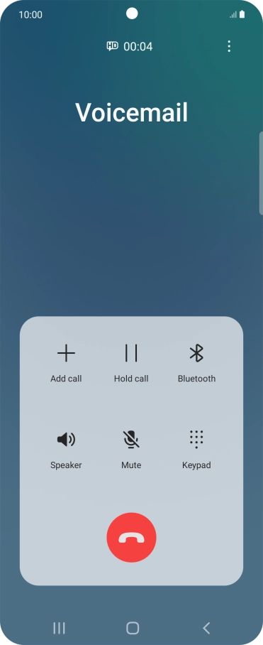 Press the end call icon. Press the end call icon.
