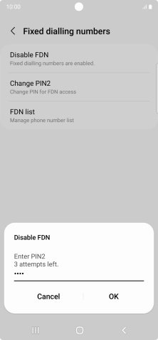 Key in your PIN2 and press OK. The default PIN2 is 1111.