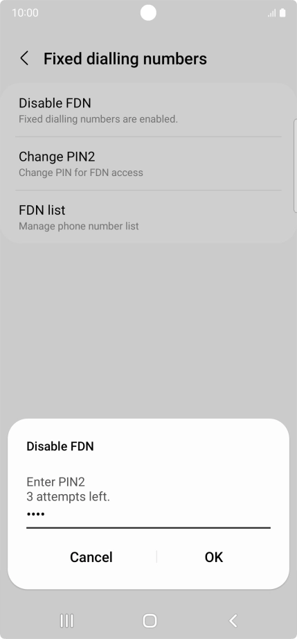 Key in your PIN2 and press OK. The default PIN2 is 1111.