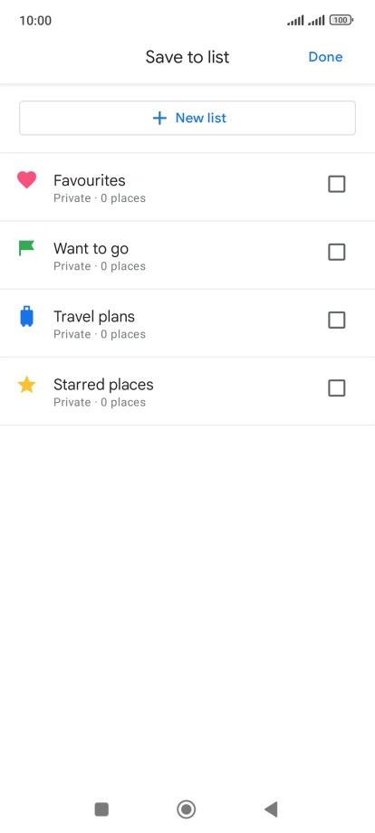 If you select New list, follow the instructions on the screen to create a new list.
