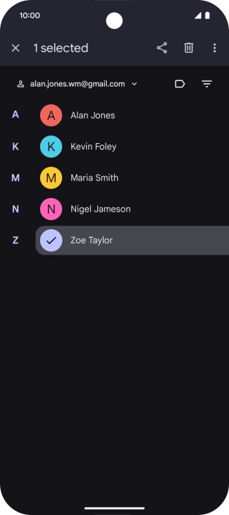 Press the required contact.