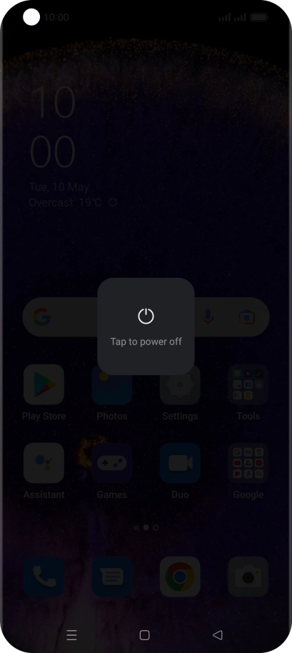 Press Tap to power off. Press Tap to power off.