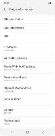Your phone's EID number is displayed below EID.