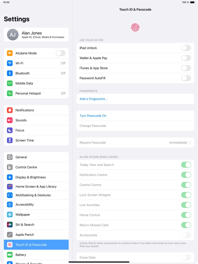 Press Add a Fingerprint... and follow the instructions on the screen to add your fingerprint.