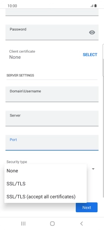 Press the required setting.