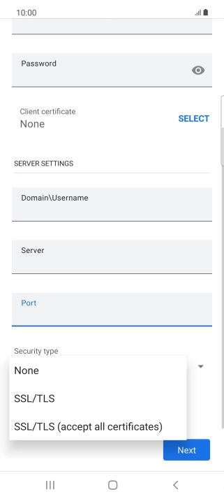 Press the required setting.