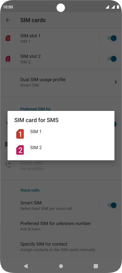 Press the required SIM.