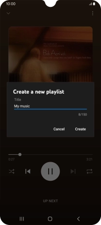 Key in a name for the playlist and press Create. Key in a name for the playlist and press Create.