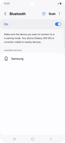 Press the required Bluetooth device and follow the instructions on the screen to pair the device with your phone.