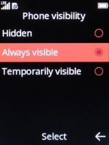 Select the required setting to turn Bluetooth visibility on or off.
