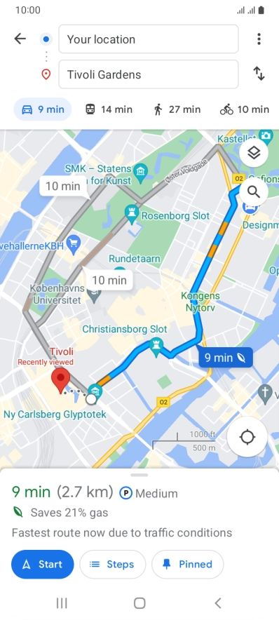 Press the required mode of transportation.