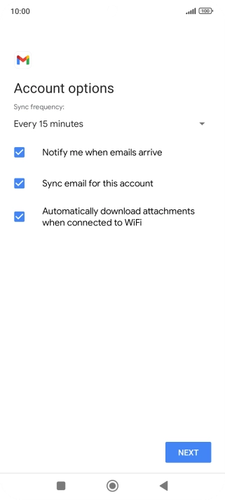 If this screen is displayed, you email account has been recognised and set up automatically. Follow the instructions on the screen to key in more information and finish setting up your phone.