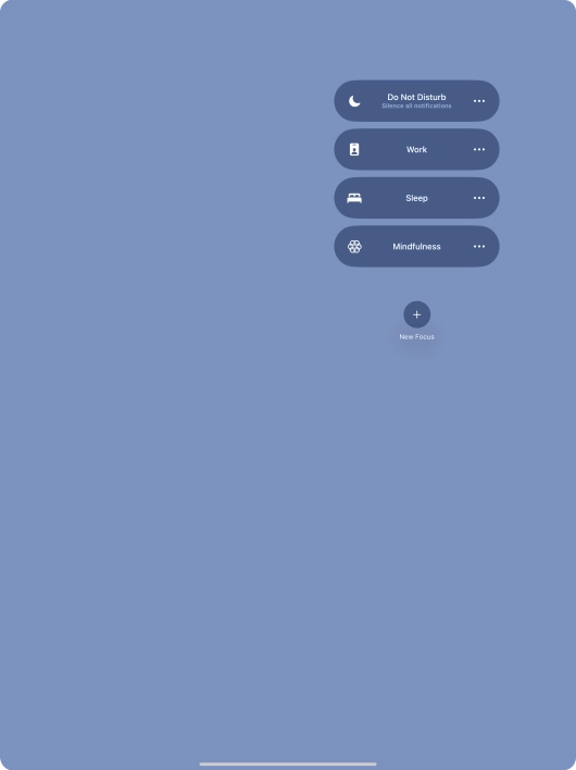 Press the required focus mode to activate or deactivate it immediately.